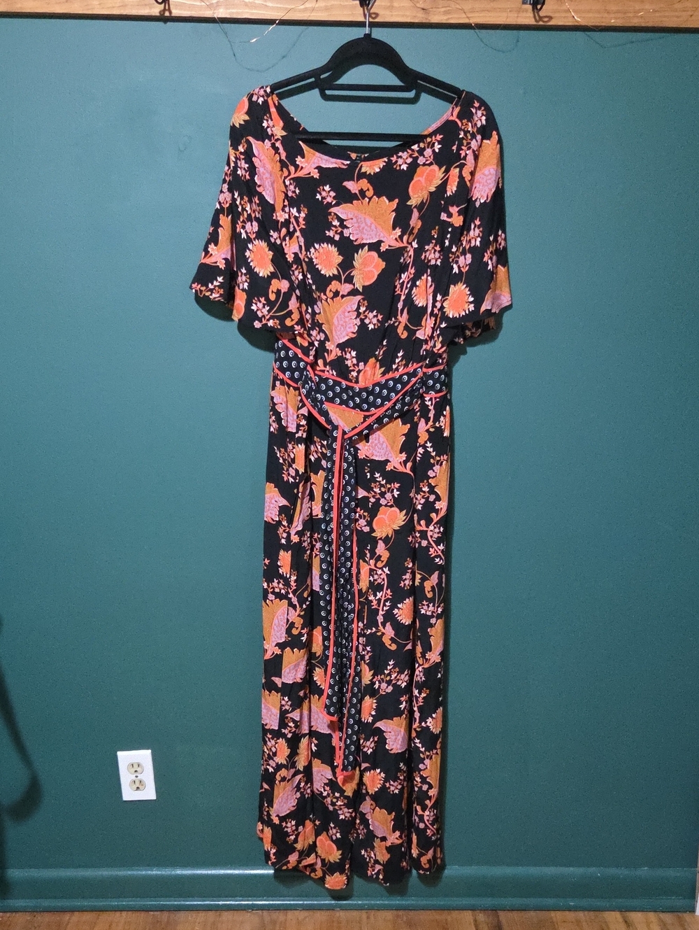 Anthropologie Maeve Floral Jumpsuit - Pink & Orange Print Size 22